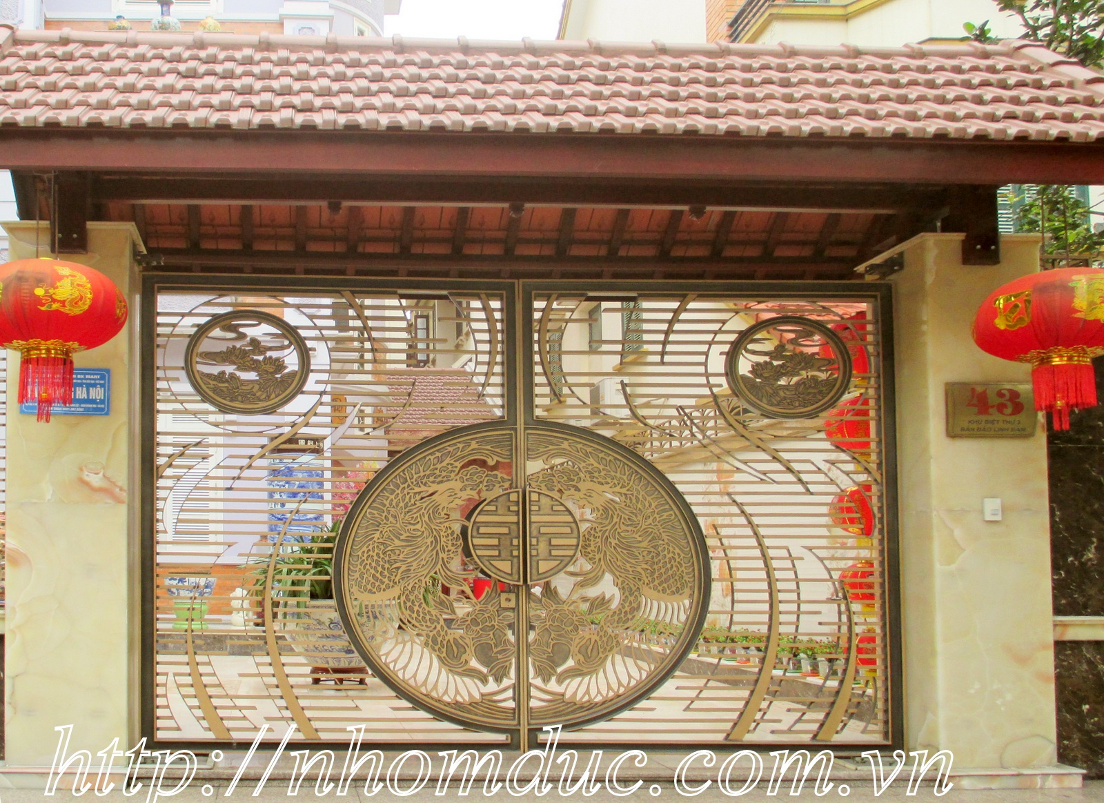 Cổng nhôm đúc Khu biệt thự 3, Ban đảo Bắc Ninh Đàm, Hà Nội