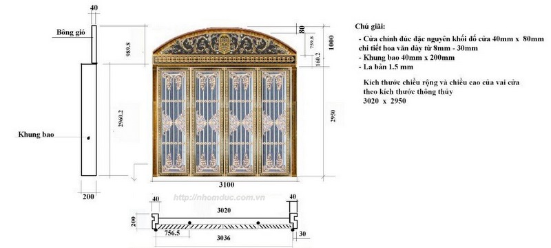 Mẫu cổng nhôm đúc tham khảo GAT 578